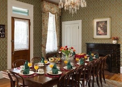 Breakfast dining room table at the Queen Victoria Bed and Breakfast